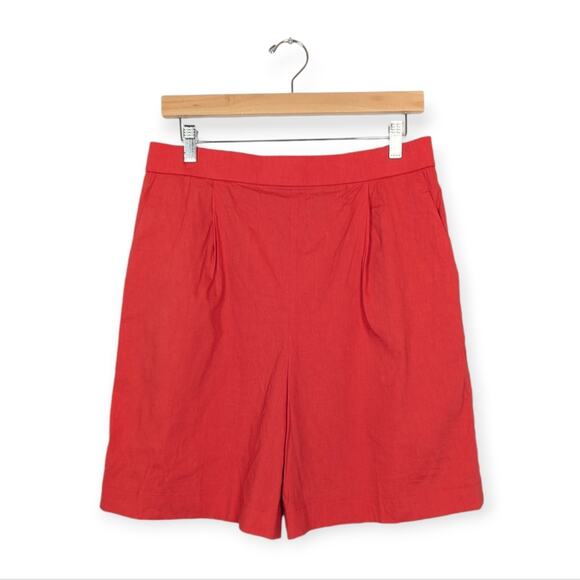 NWT Theory Poppy Stretch Linen Pleated Pull-On Shorts Size L - Picture 1 of 9